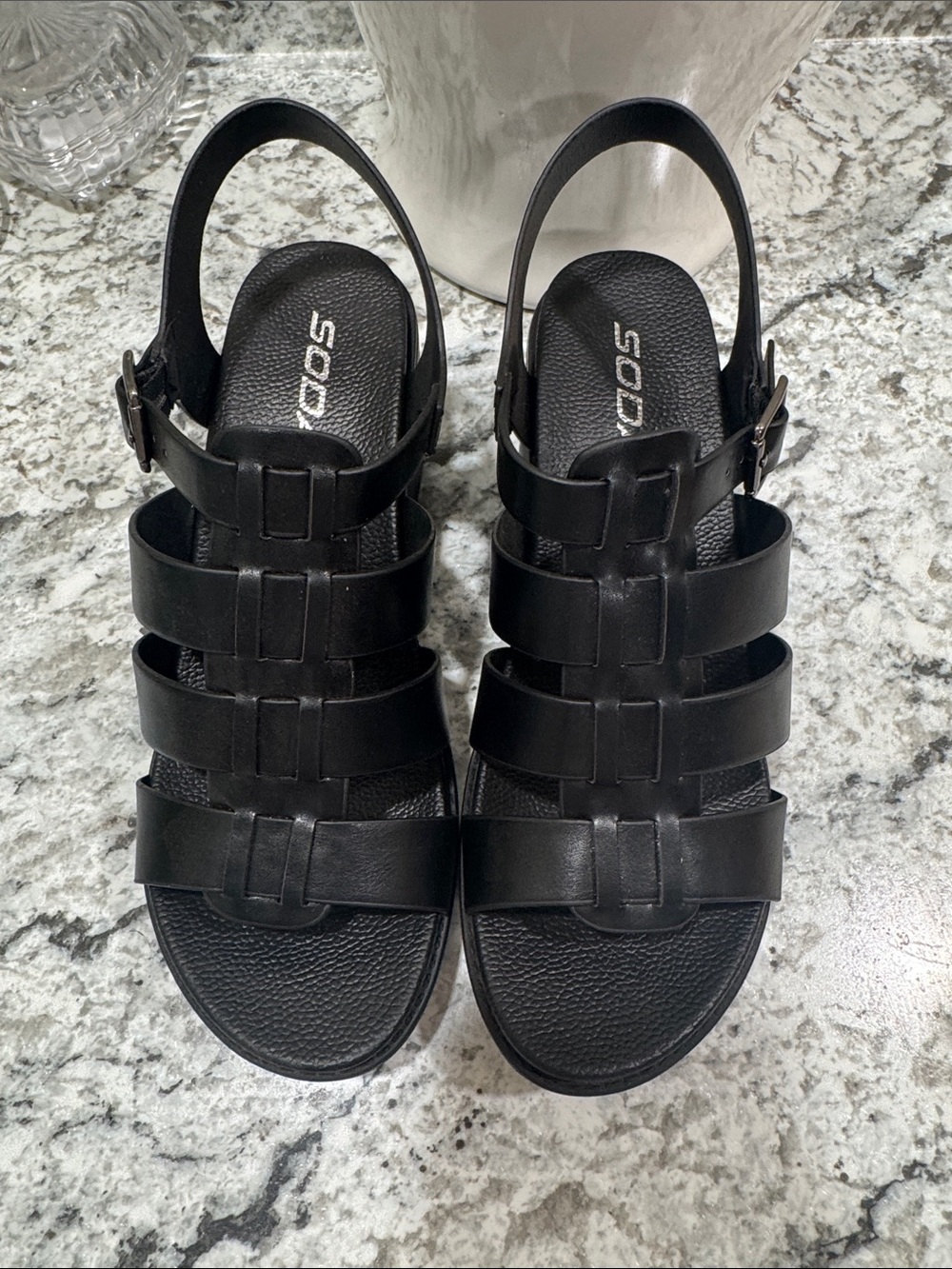 Soda Women's Black Multi-Strap Slingback Sandals